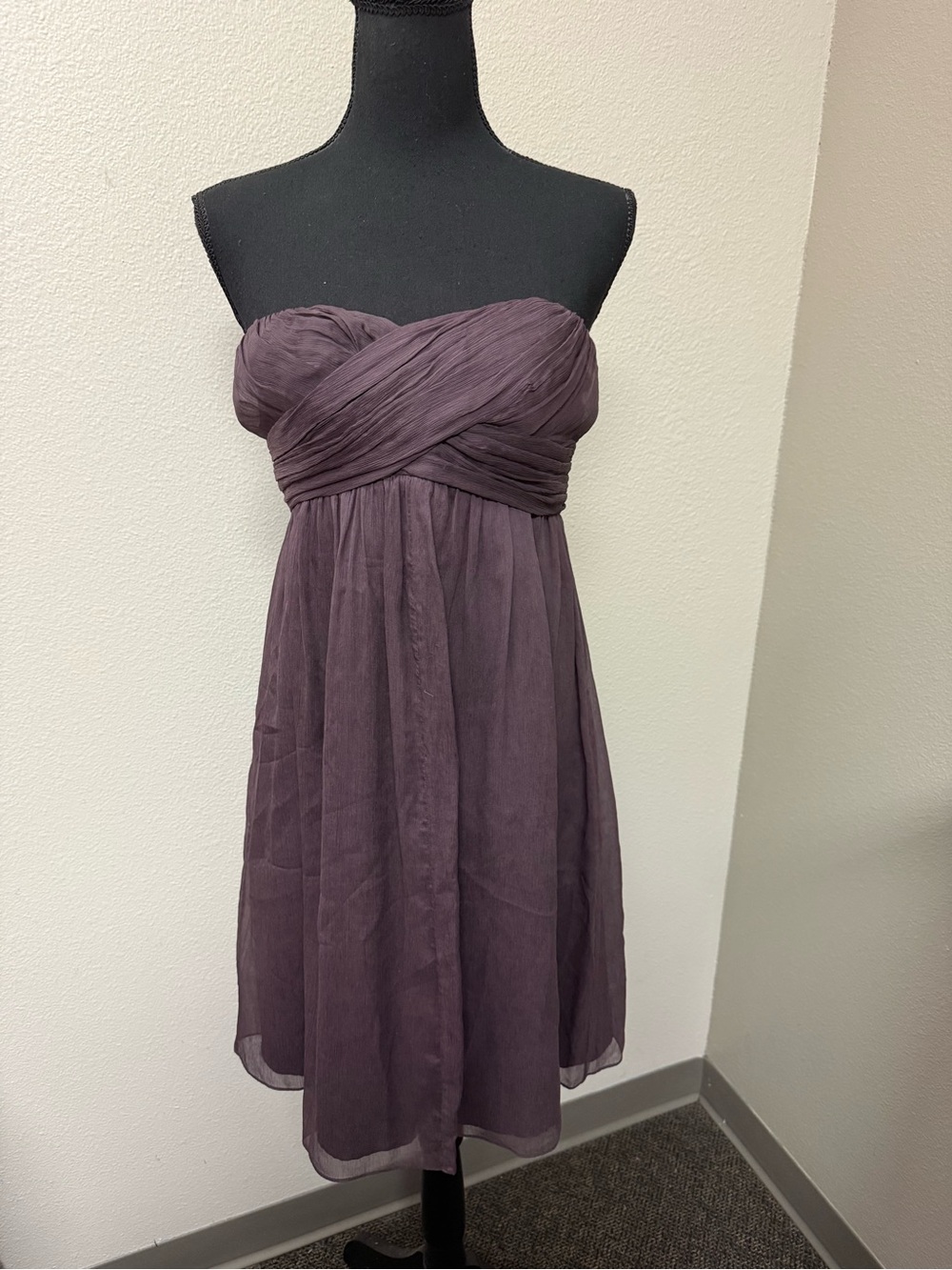 J.Crew Size 6 Dark Purple Silk Strapless Twist Bust Cocktail Dress - Picture 2 of 9